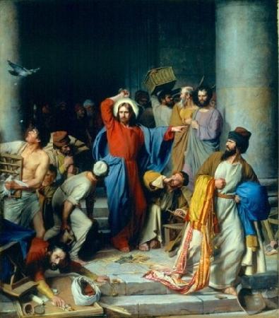 Carl Heinrich Bloch Jesus casting out the money changers at the temple oil painting picture